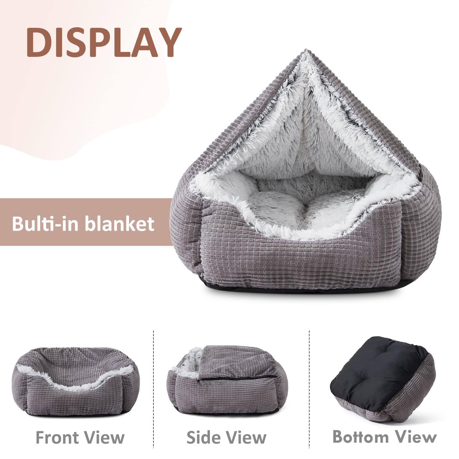 MIXJOY 30in grey bed fits large to medium dogs with cozy warmth