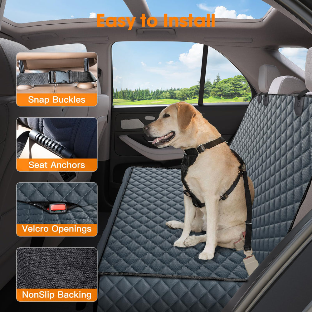 MIXJOY dog car cover durable 4-layer materials provide protection from spills and fur