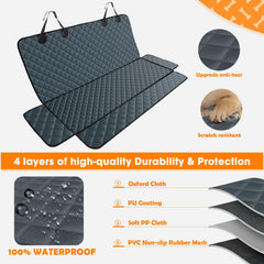 MIXJOY dog car cover easy-installation process demonstrates quick headrest buckles and seat tuck