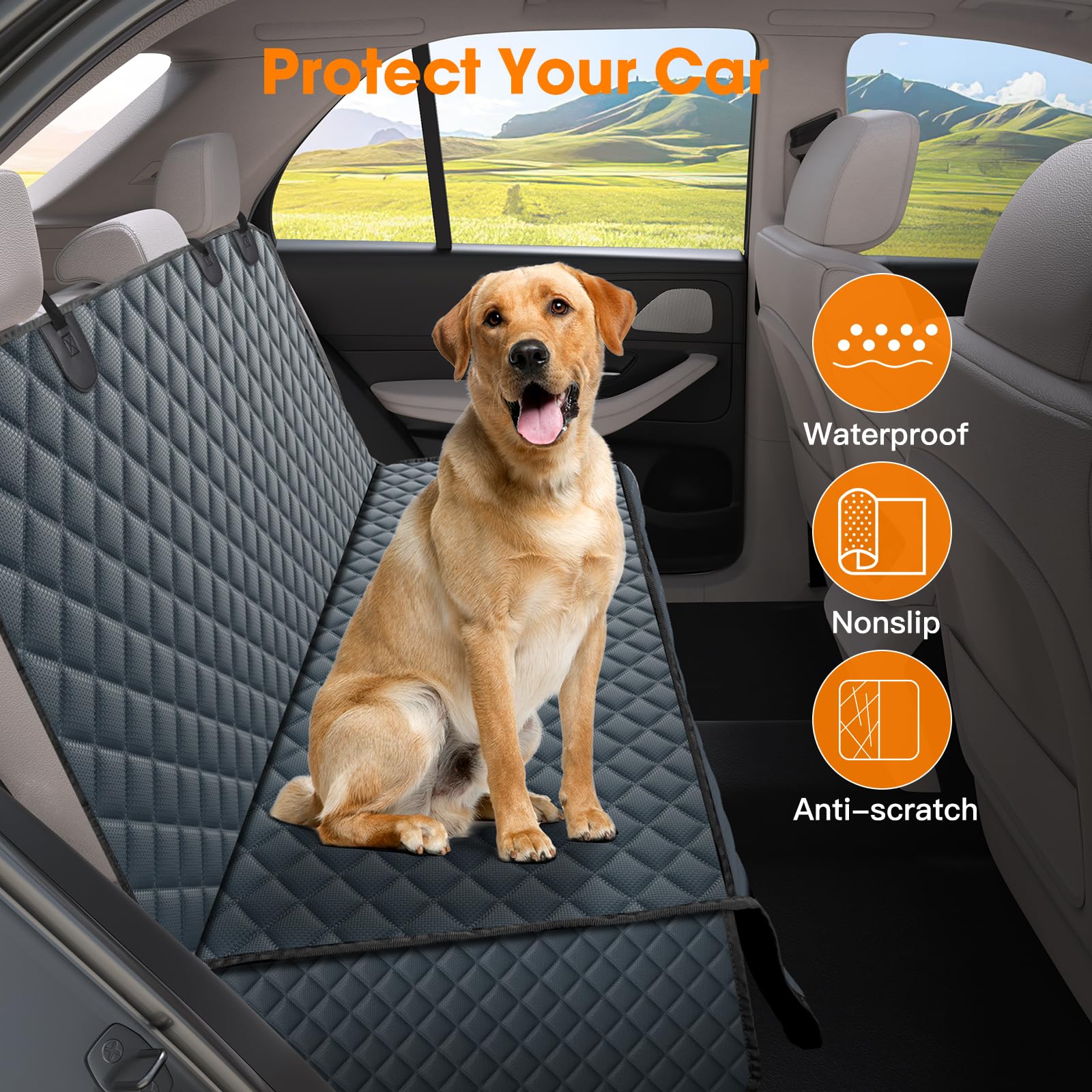 MIXJOY dog car cover nonslip backing with PVC coating keeps the seat in place