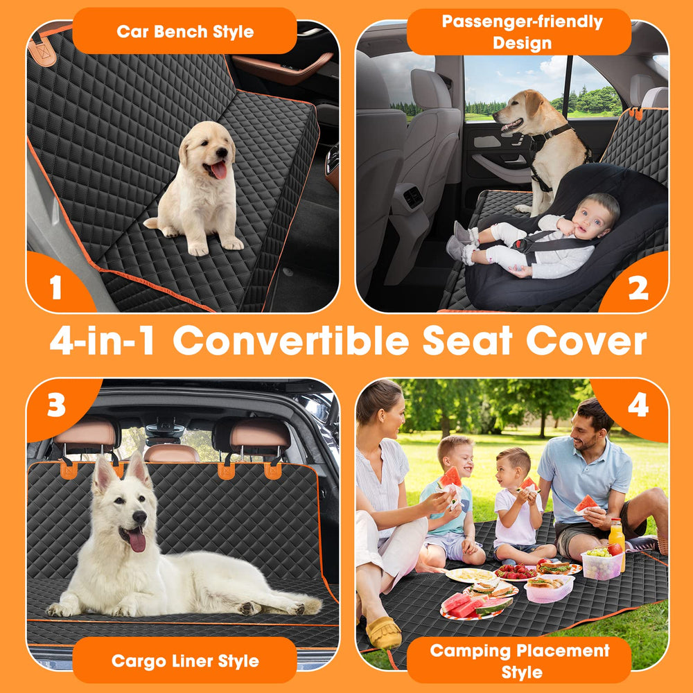 MIXJOY dog-seat-cover hammock setup showing extra seating and safety