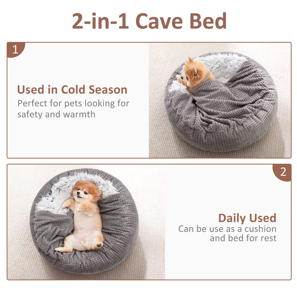 MIXJOY donut-cat-bed-blanket offers attached warmth for comfy lounging.