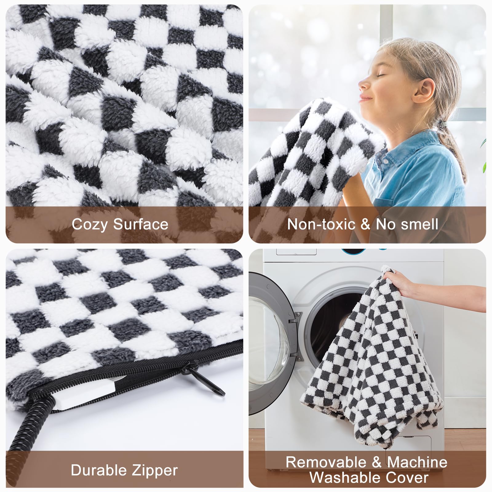 MIXJOY heated dog bed removable washable cover simplifies cleaning.