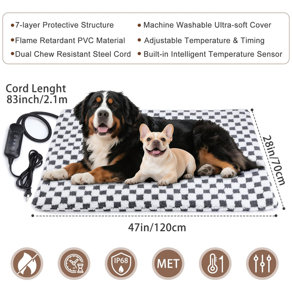 MIXJOY heated dog bed XL chew-resistant cord reduces bite risks during play