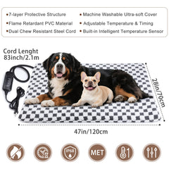 MIXJOY heated dog bed XL chew-resistant cord reduces bite risks during play