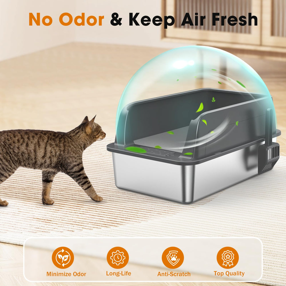 MIXJOY litter box includes scoop for quick cleanup.