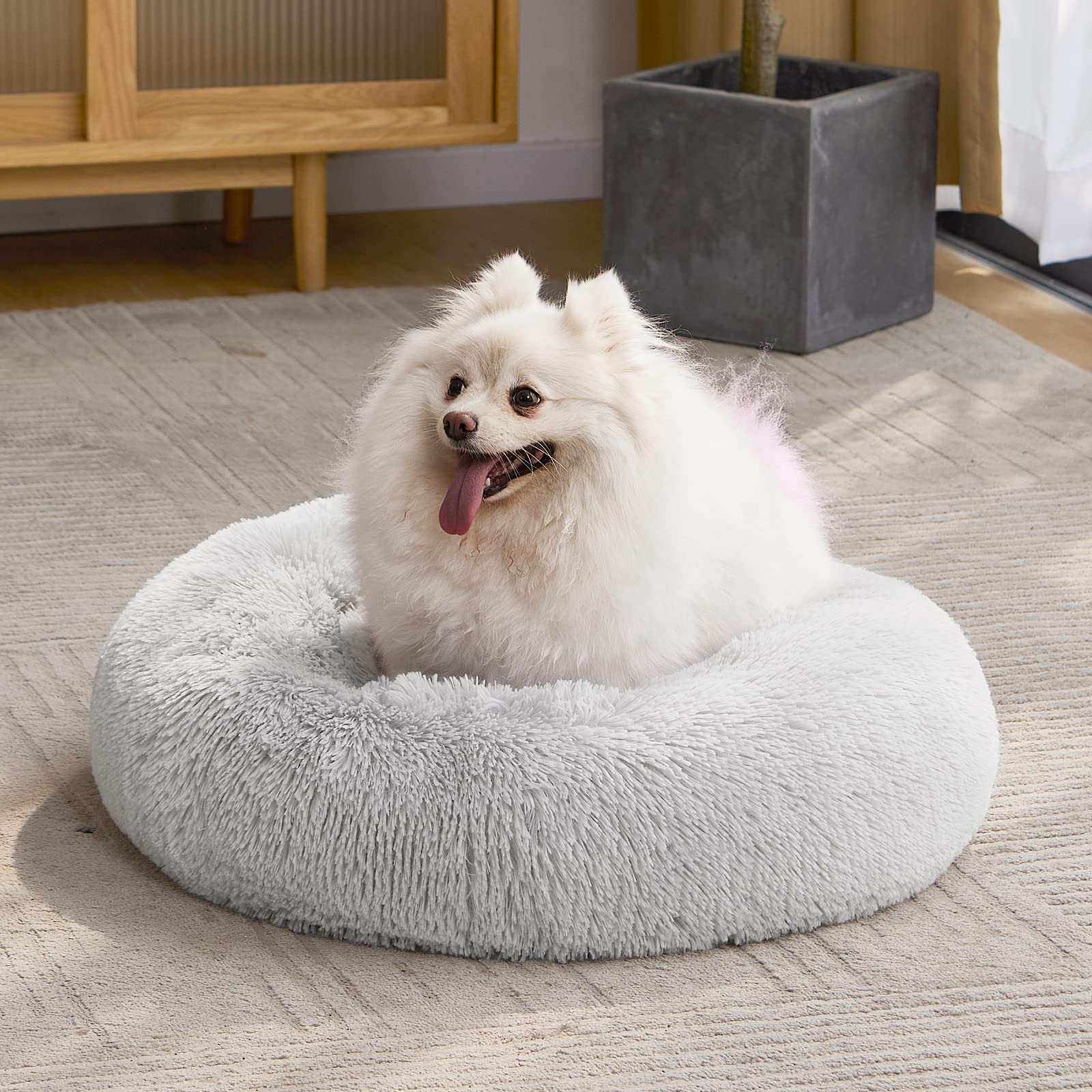 MIXJOY Decor-friendly grey bed blends with home decor while inviting pet rest.