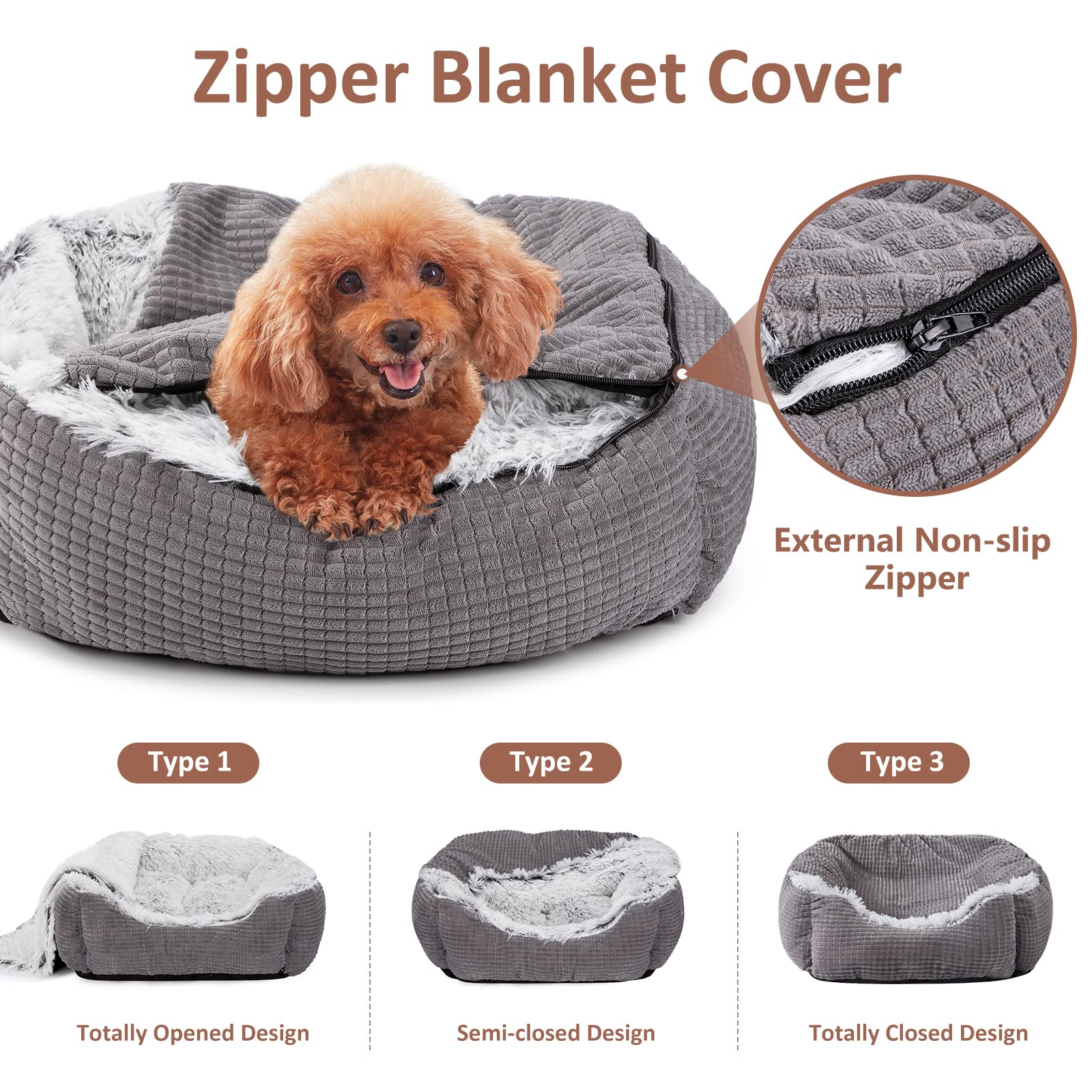 MIXJOY rectangle cave bed interior with plush nest for snuggling warmth