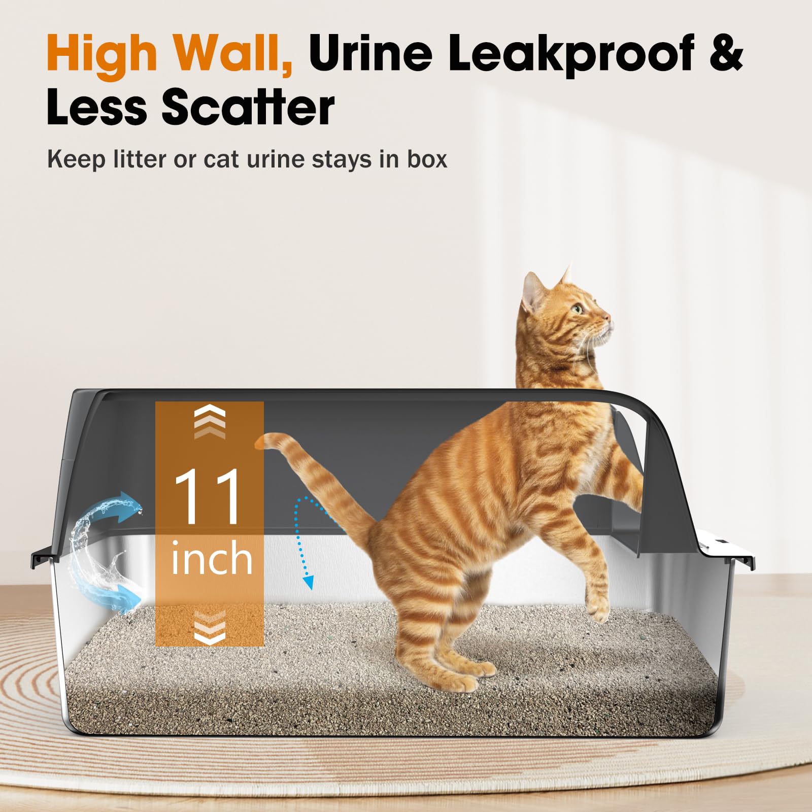 MIXJOY XL litter box with lid and high walls for privacy and spill prevention.