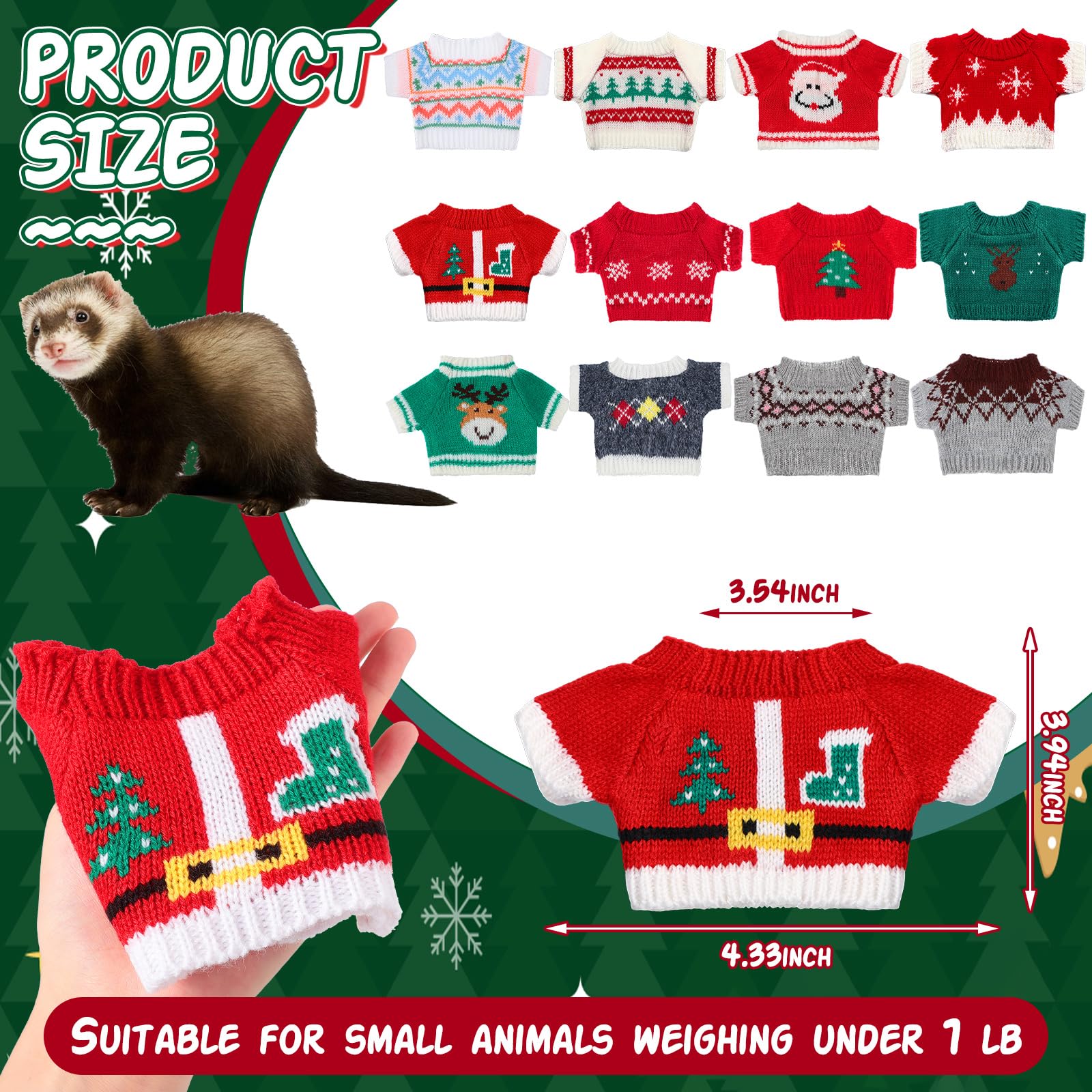 Mixweer guinea pig christmas sweaters on pet illustrate festive styling and warmth.