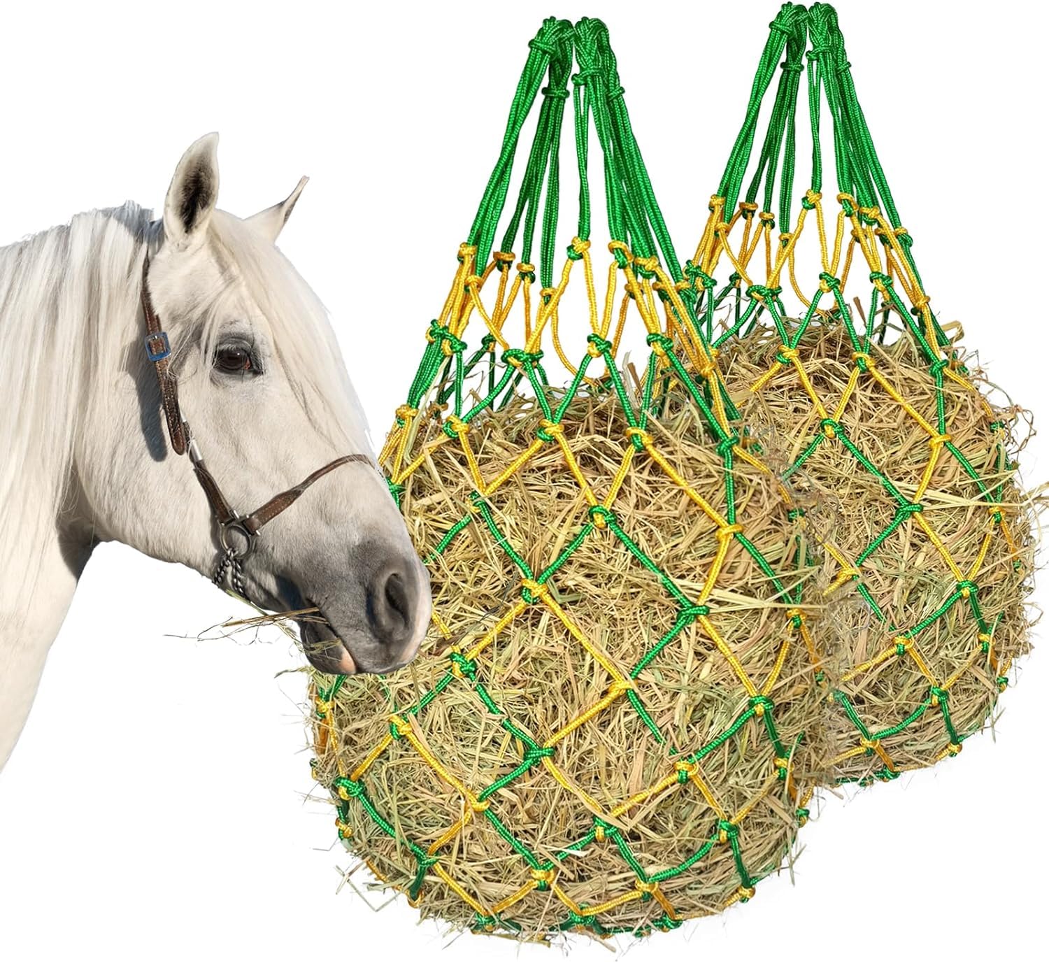 MIYABALA hay net horse slow-feed closeup shows durable weatherproof material