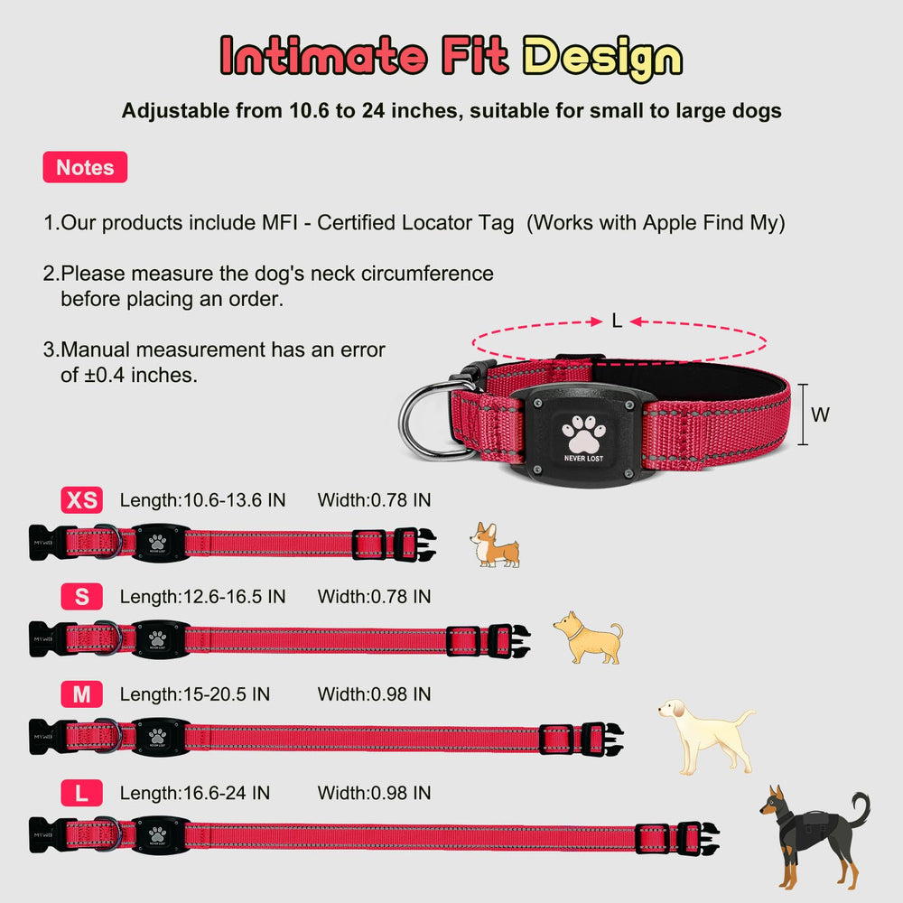 Miywb GPS dog collar durable nylon construction supports active dogs