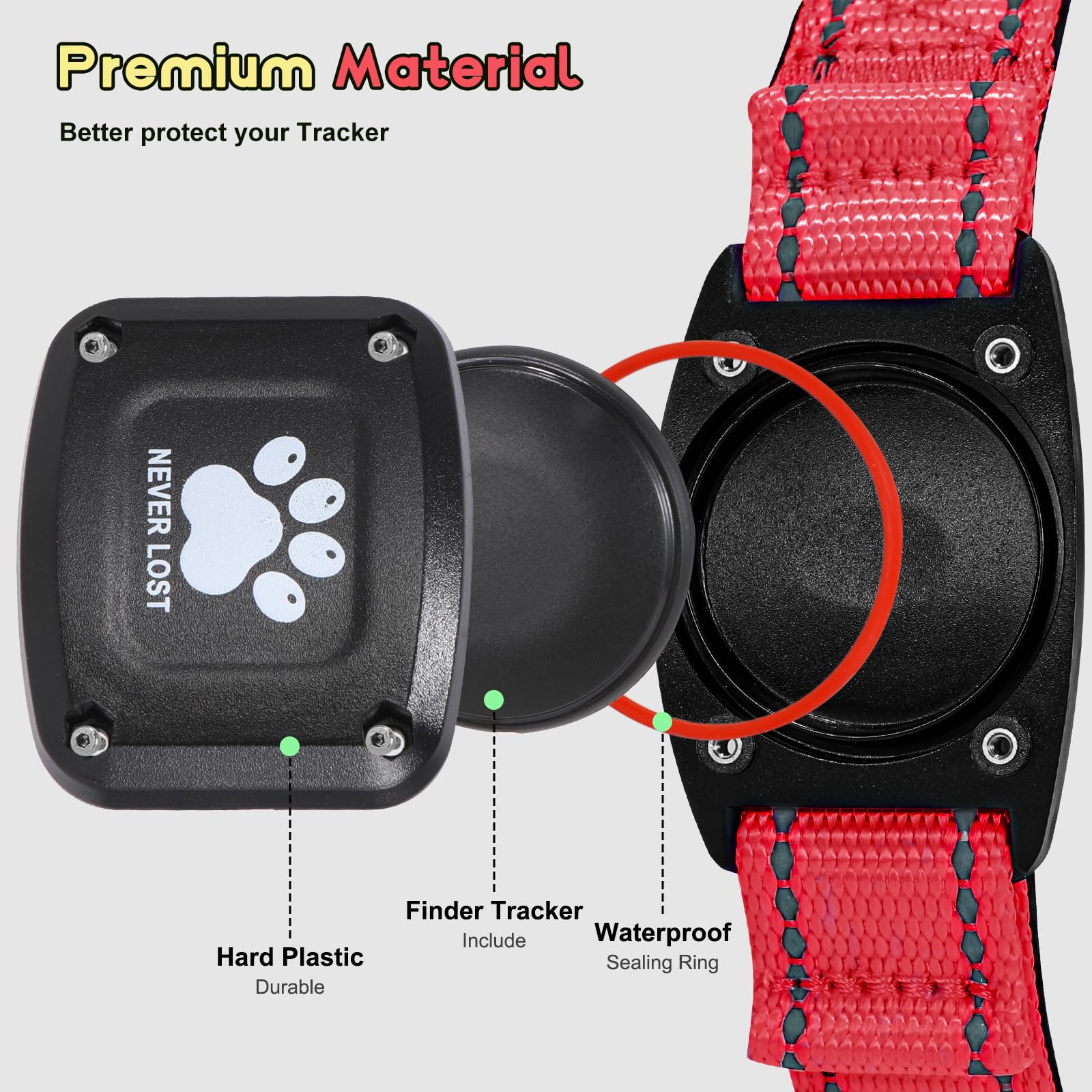 Miywb GPS dog collar sizes and buckle image shows adjustable XS to L fit