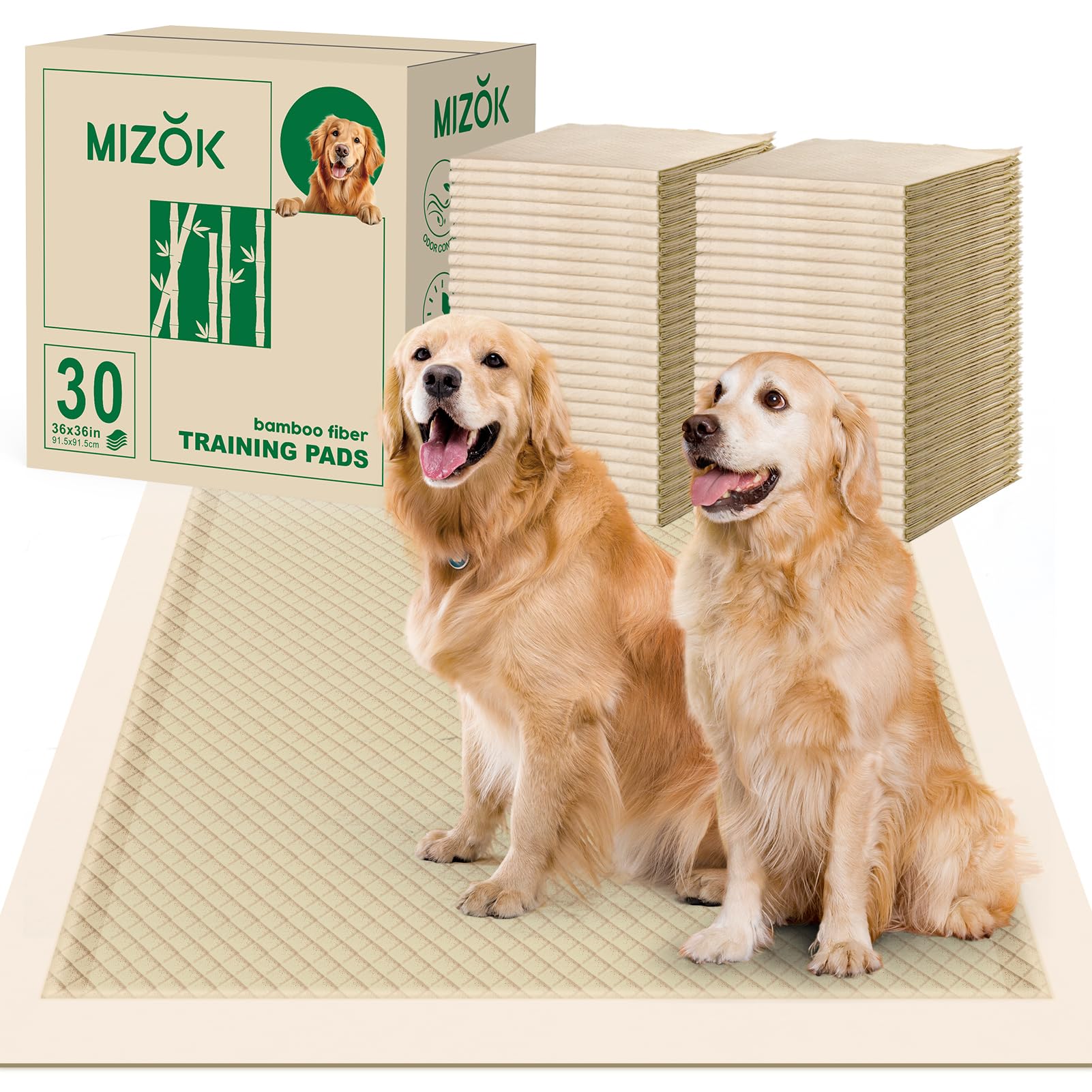 MIZOK bamboo pee pad 36x36 top layer delivers quick-dry comfort for pets
