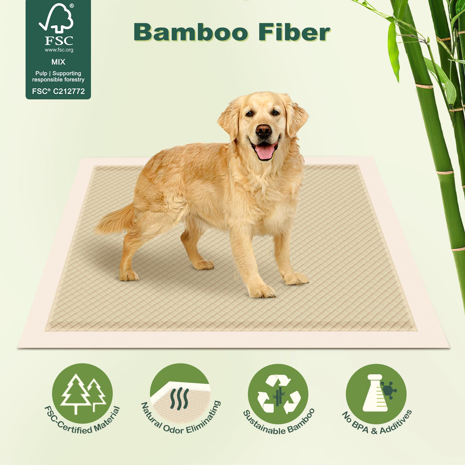 MIZOK bamboo pee pad adhesive tabs keep pads in place on floors