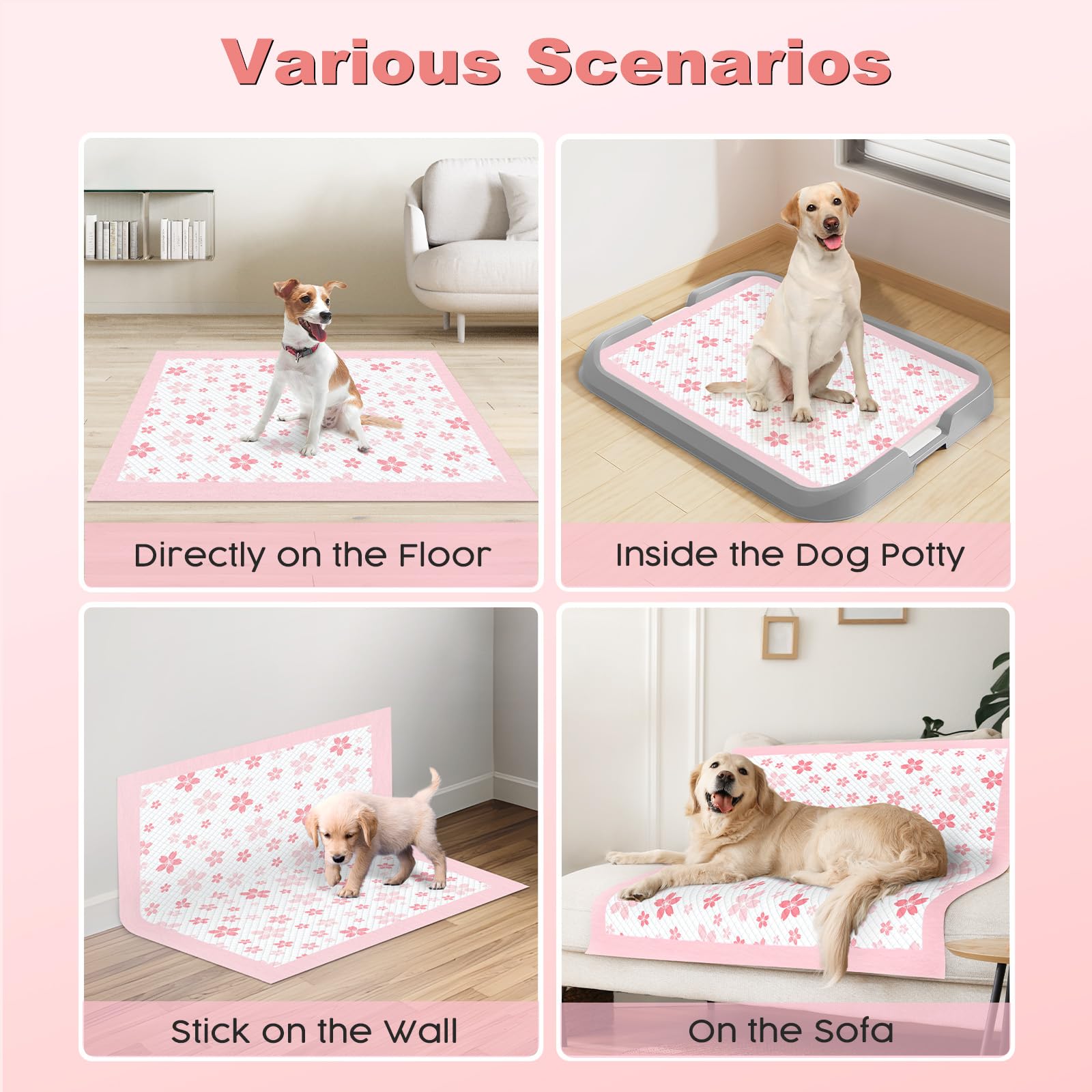 MIZOK 40-count pack is convenient for extended puppy training across rooms.