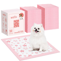 MIZOK Puppy Pads packaging box shows discreet storage for convenient household use.