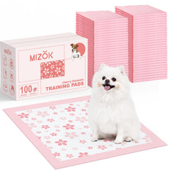 MIZOK Puppy Pads with pink cherry blossom design for stylish potty training