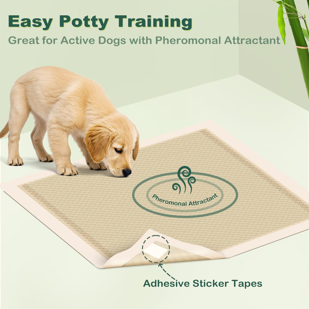 MIZOK puppy pads-adhesive-tabs corner view highlights secure placement on surfaces.