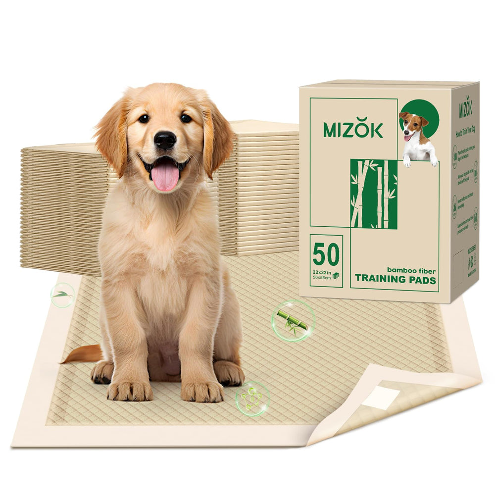 MIZOK puppy pads bamboo fiber close-up shows eco-friendly material and quick absorption.
