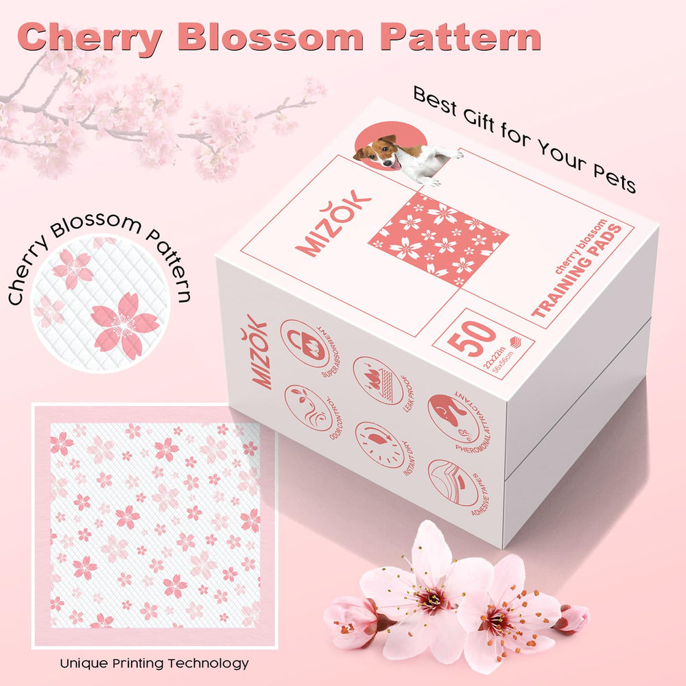 MIZOK Puppy Pads pink cherry blossom design adds subtle style to your space.