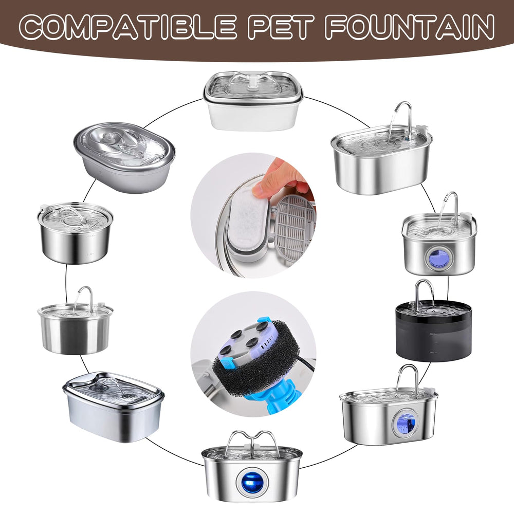 MJYNITE cat fountain filter kit with 16 sponges for improved water clarity.