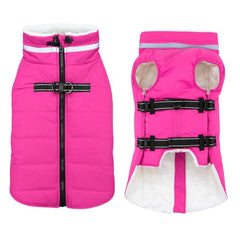 Mklhgty built-in-harness-dog-coat shows easy on/off and leash ready