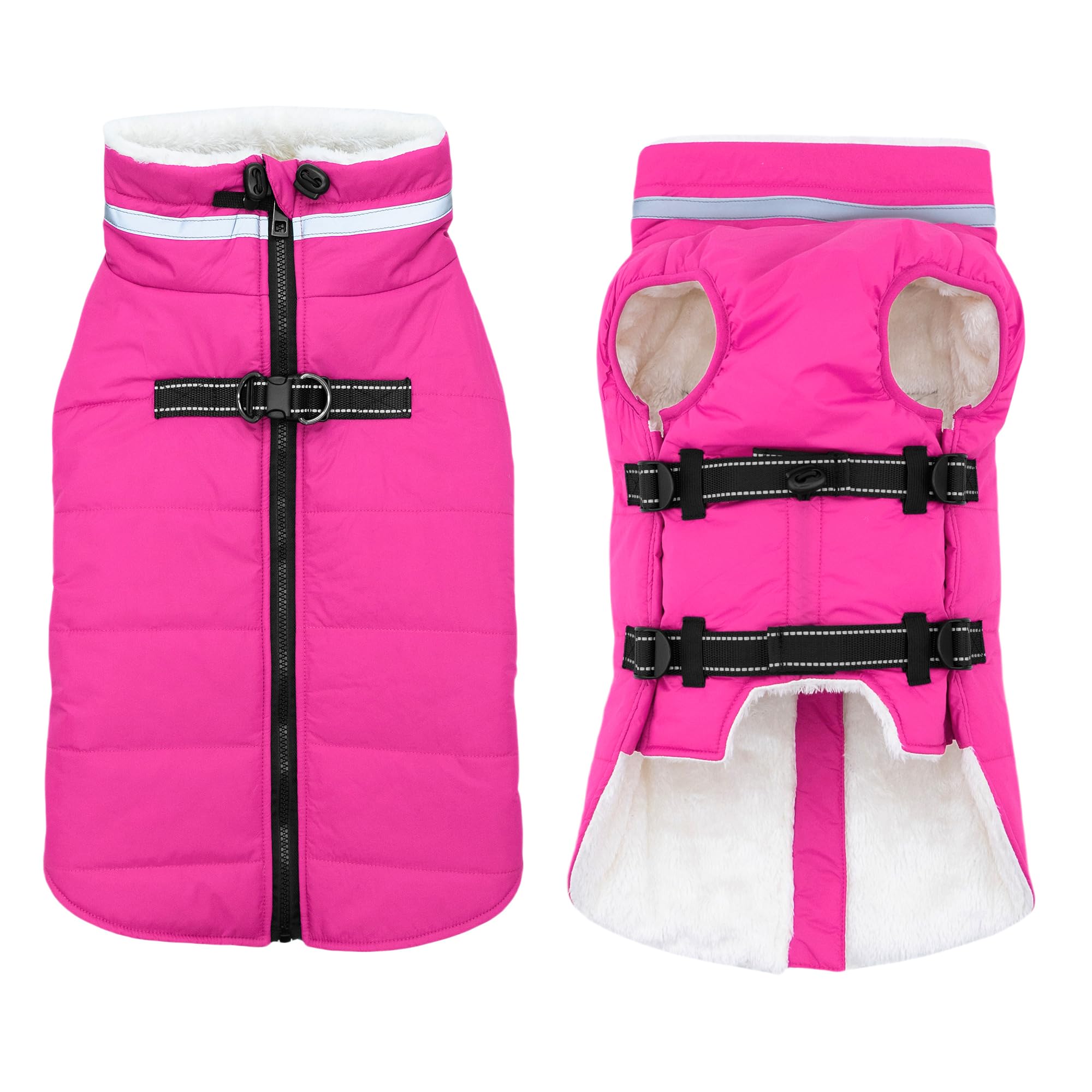 Mklhgty dog coat built-in harness helps secure a fit for easy walks