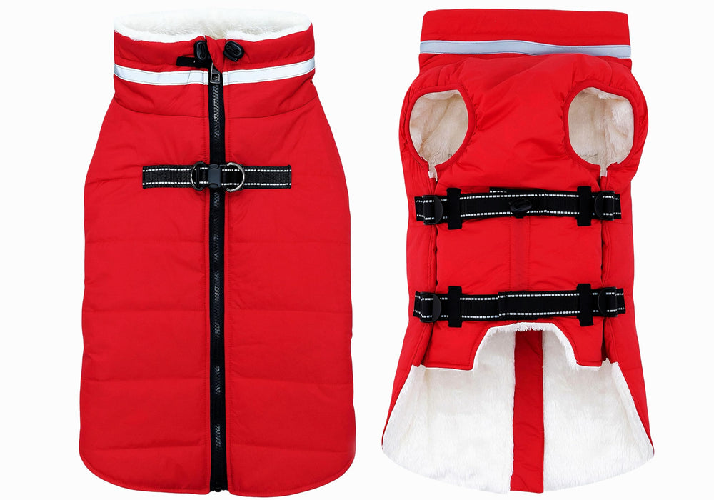 Mklhgty dog coat built-in harness for secure leash attachment during outings.