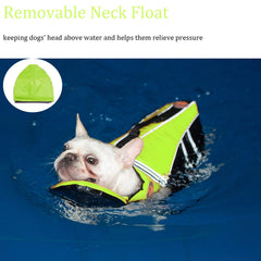 Mklhgty dog life jacket back view emphasizes visibility and secure fit