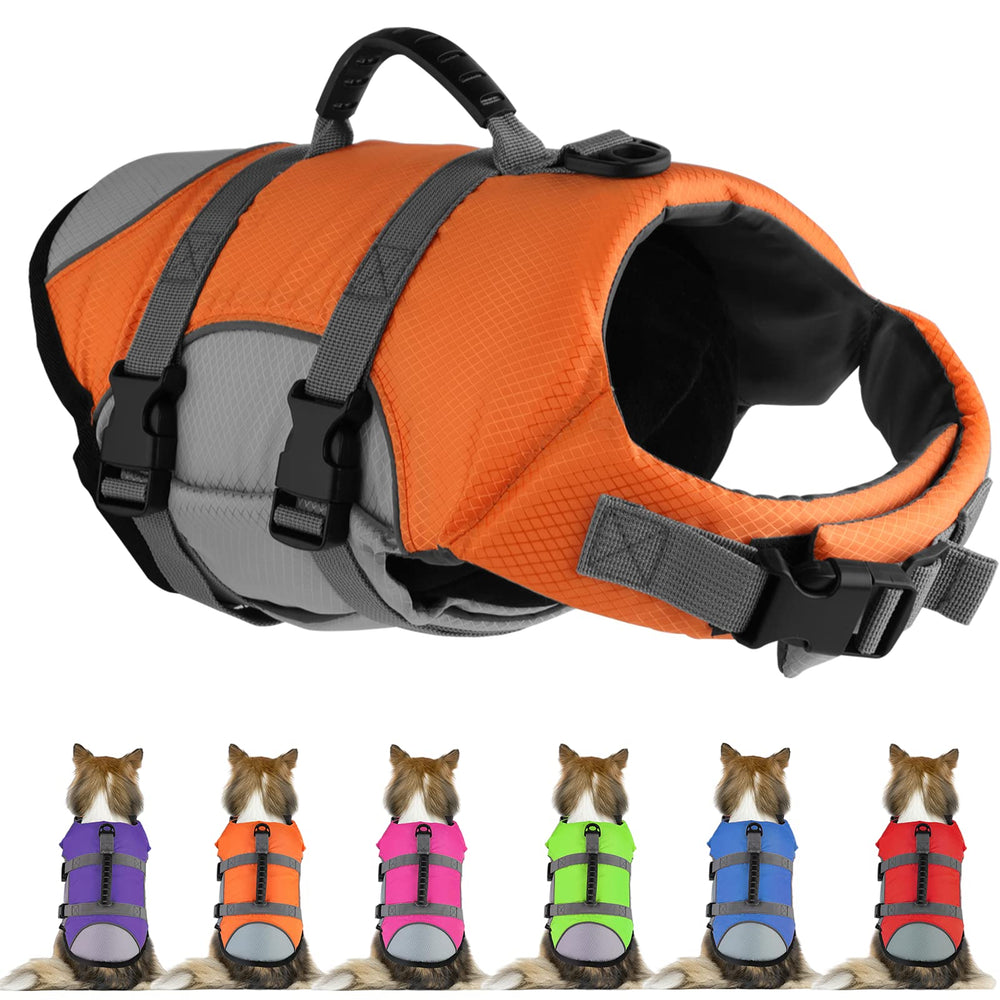 Mklhgty dog life jacket front view for secure swimming and visibility