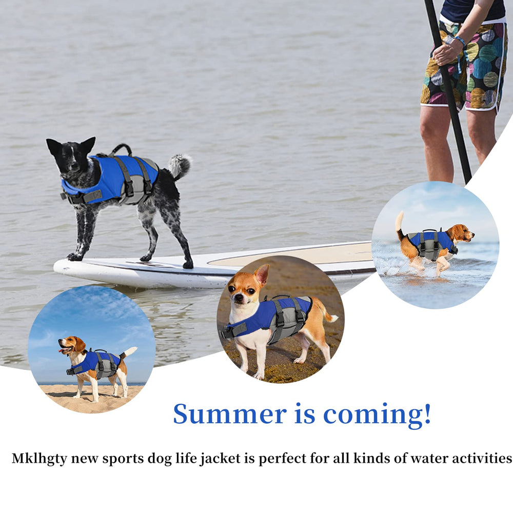 Mklhgty dog life jacket reflective strips improve visibility in water