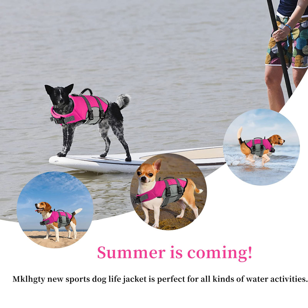 Mklhgty dog life jacket rescue handle enables quick assistance.
