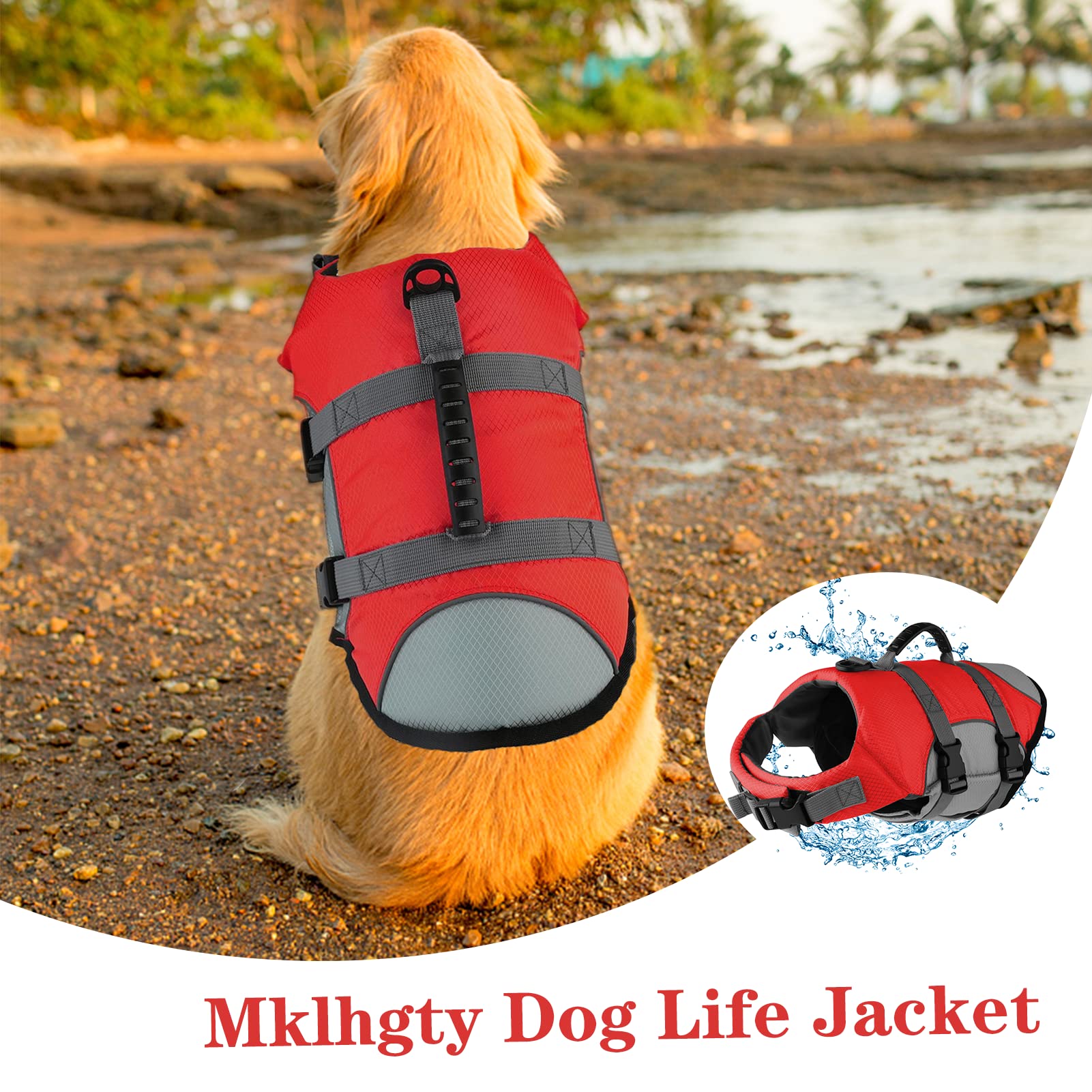 Mklhgty dog life vest rescue handle ready for lifting