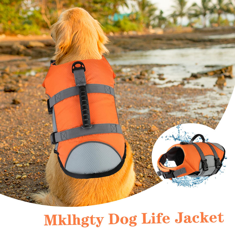 Mklhgty dog life jacket with rescue handle for quick lift