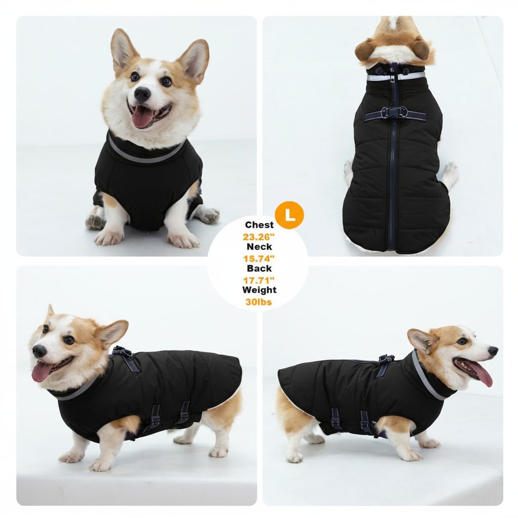 Mklhgty winter coat comes in multiple sizes for small to large dogs.
