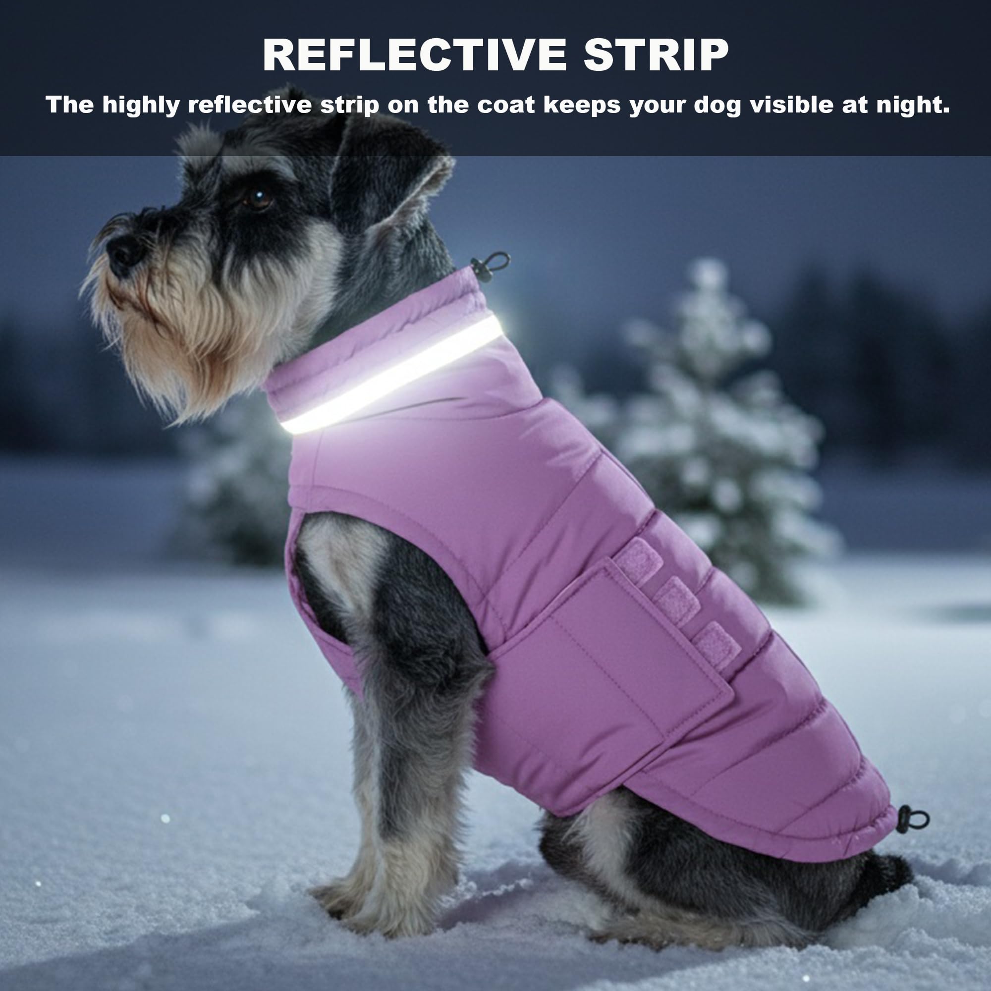 Mklhgty coat features reflective strips for night safety during evening walks.