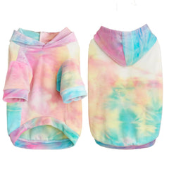 Mklhgty tie-dye dog hoodie back view showcases stylish design for outings