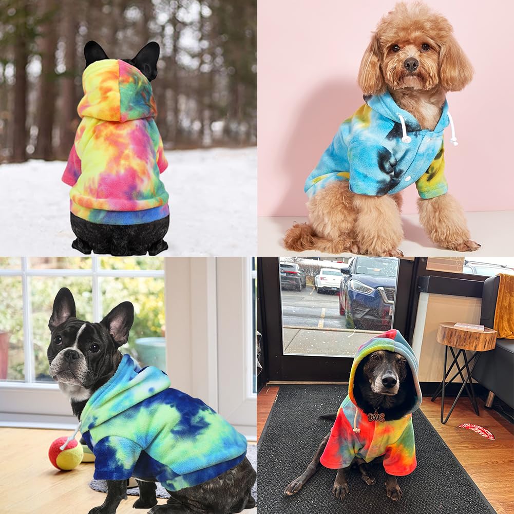 Mklhgty Tie Dye Dog Hoodie chest-measure guide helps size accurately