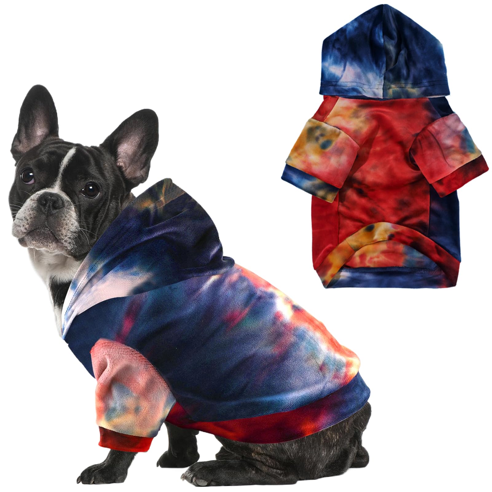 Mklhgty Tie Dye Hoodie fabric closeup highlighting soft, pet-friendly material