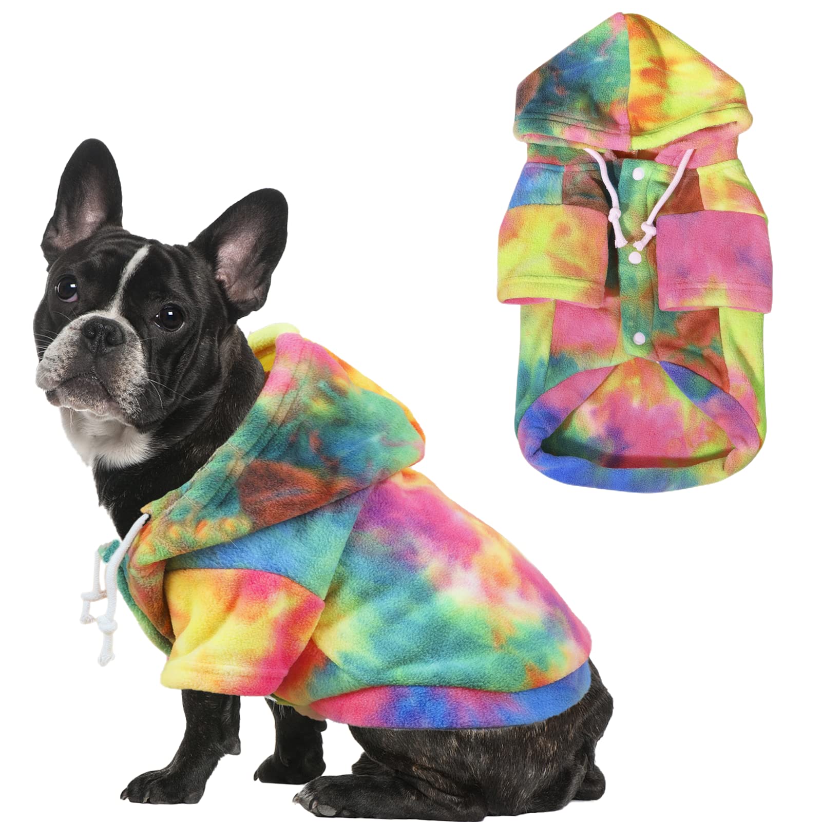 Mklhgty Tie Dye Dog Hoodie front view shows ultra-soft fabric for daily comfort