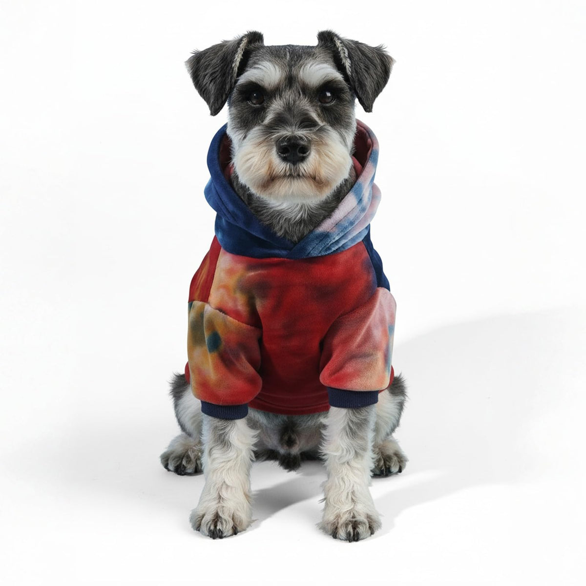 Mklhgty Tie Dye Dog Hoodie front view for cozy winter walks
