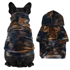 Mklhgty tie dye dog hoodie hood closeup focusing on fabric and warmth