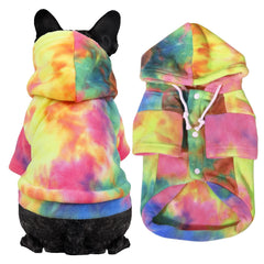 Mklhgty Tie Dye Dog Hoodie hood detail emphasizes snug warmth around ears
