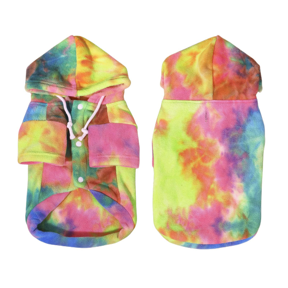 Mklhgty Tie Dye Dog Hoodie hood-drawstring offers adjustable warmth