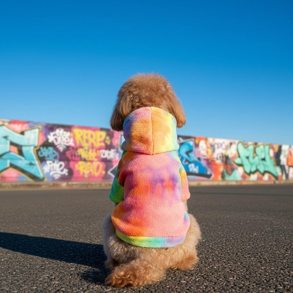 Mklhgty Tie Dye Dog Hoodie breathable fabric supports active pets