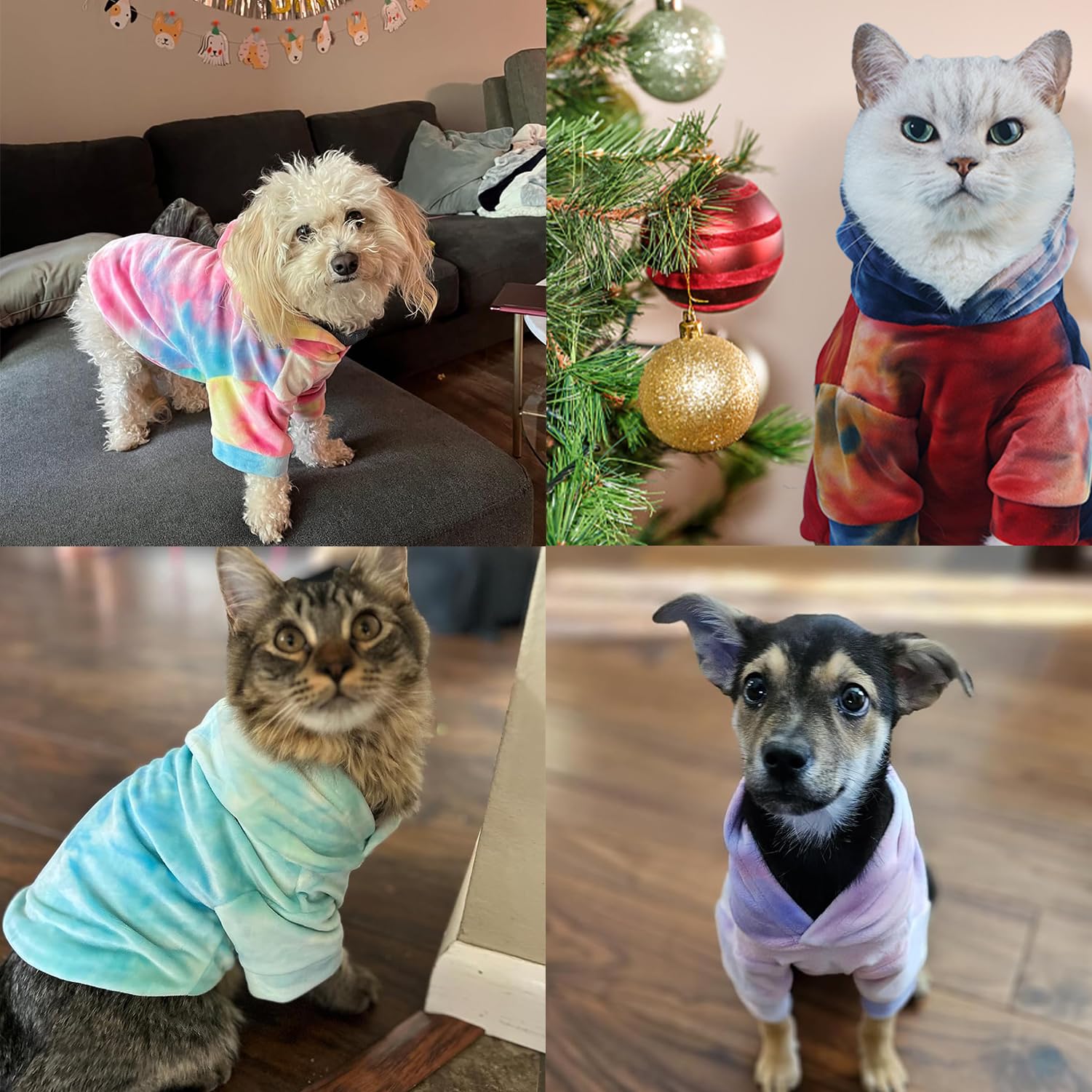 Mklhgty tie-dye dog hoodie size chart aids precise small-pet fitting