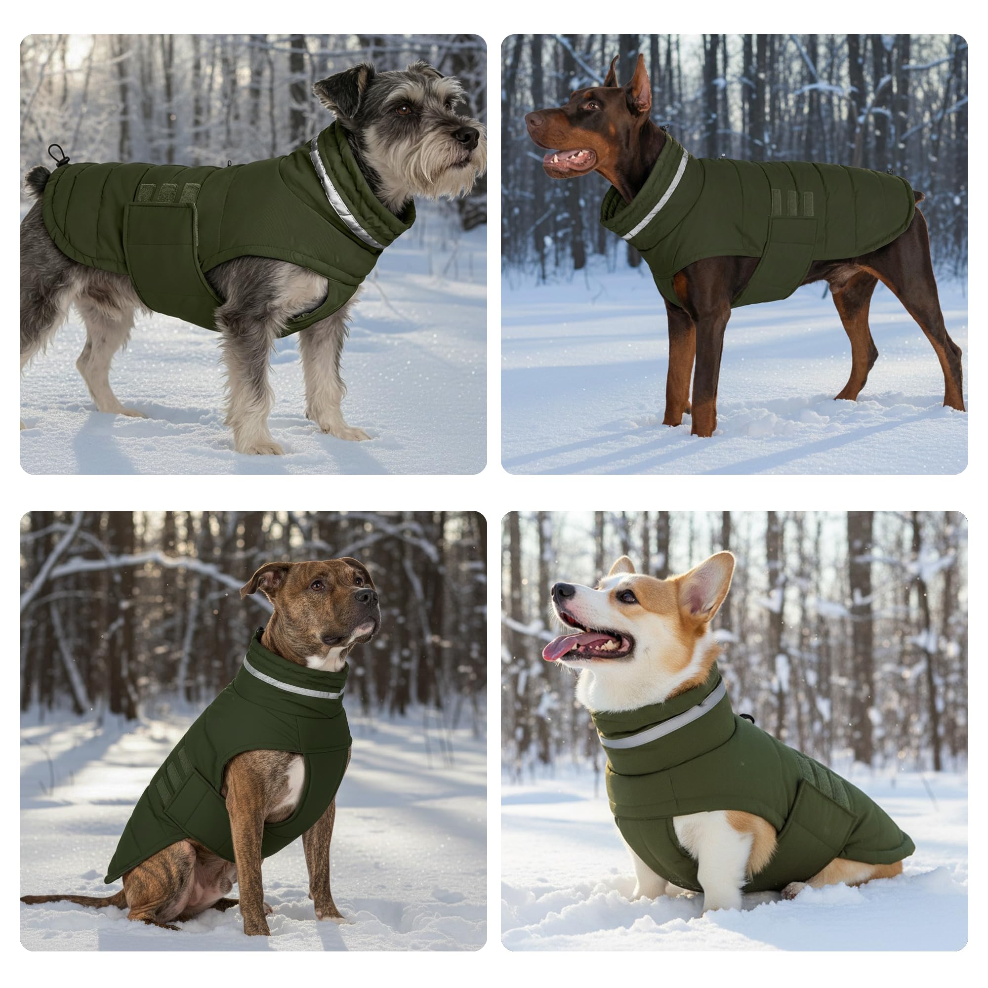 Mklhgty waterproof dog coat green S fabric texture showing durability.