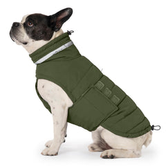 Mklhgty waterproof dog coat green S front view for warmth and rain protection.
