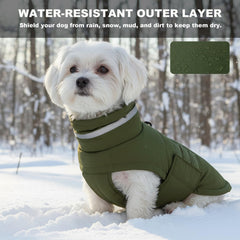 Mklhgty waterproof dog coat green S high collar detail for warmth.
